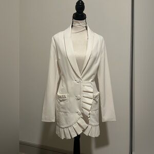 Lovers + Friends Cream Blazer with Ruffle Accents